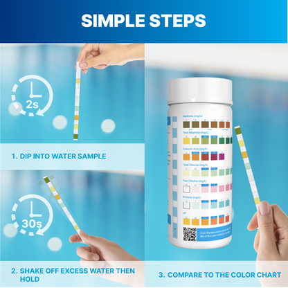 Swimming Pool and SPA Test Strips,Hot Tub Test Strips 7 in 1-150 Accurate Tests for pH, Hardness, Total Chlorine, Total Alkalinity, Cyanuric Acid and Bromine